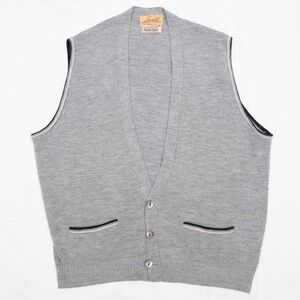 Vtg 60s Jersild Distinctive Sportswear Sleeveless Gray Cardigan Orlon Size L